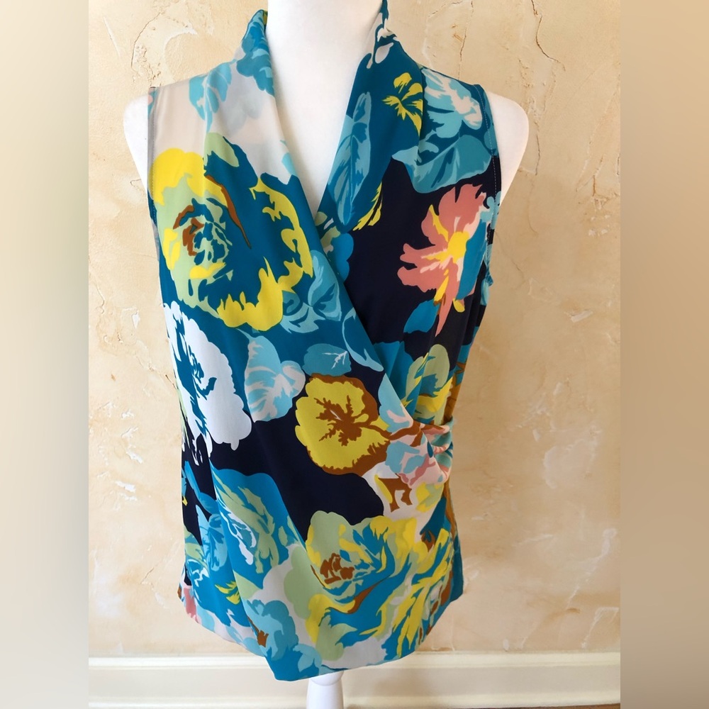 CAbi #741 Floral Sleeveless Top Size Small